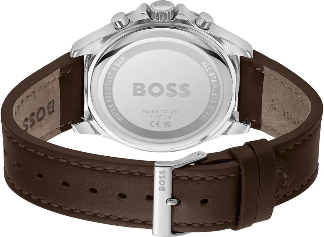 Montre Homme Hugo Boss Troper 1514098 bracelet cuir marron cadran vert multifonctions vue 5