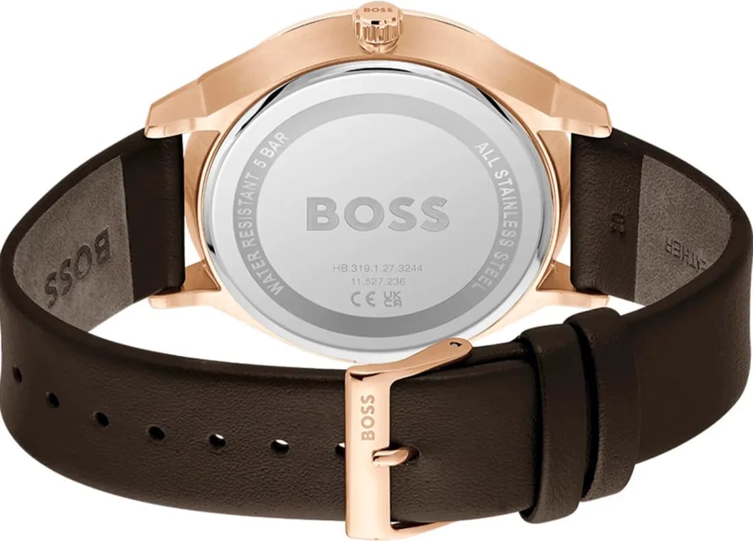 Hugo Boss 1514103 Tyler Blue Dial and Brown Leather Strap Watch vue 4
