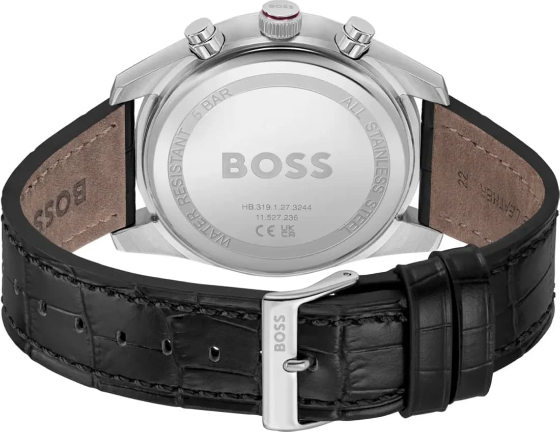 Hugo Boss 1514193 Skytraveller Red Dial and Black Croco-Effect Leather Watch vue 4