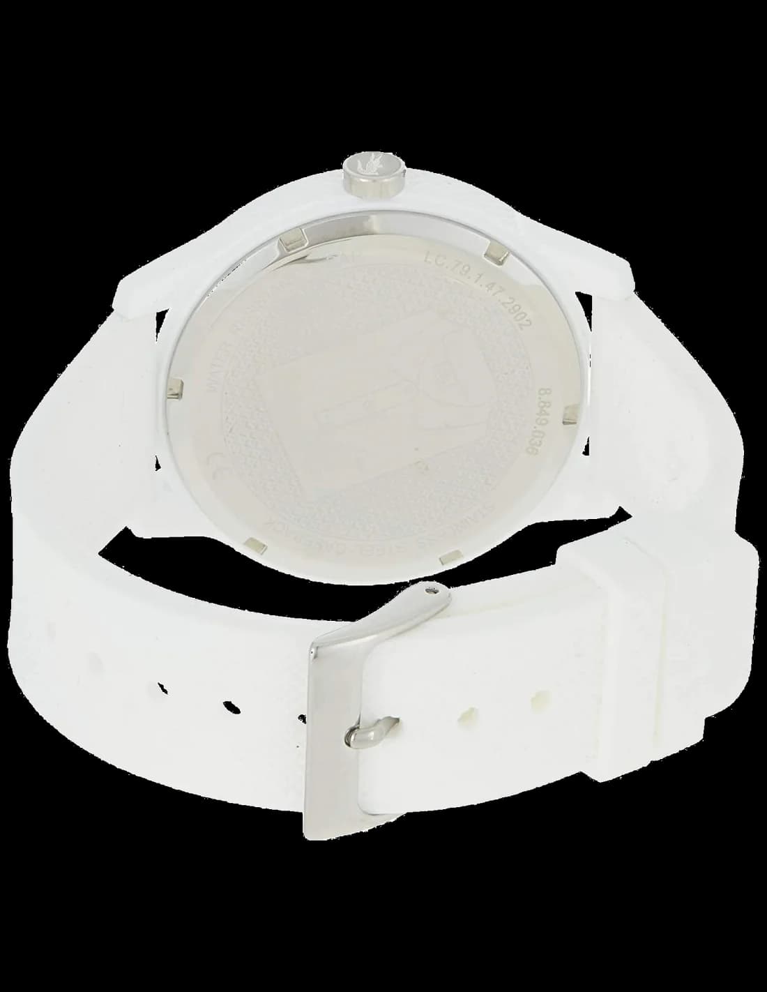 Gros plan sur le cadran blanc de la Lacoste 2011069