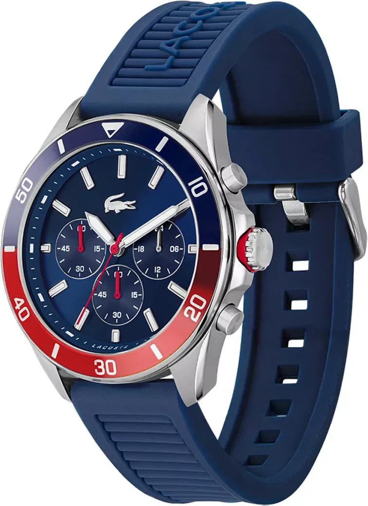 Gros plan sur le cadran bleu de la Lacoste 2011154