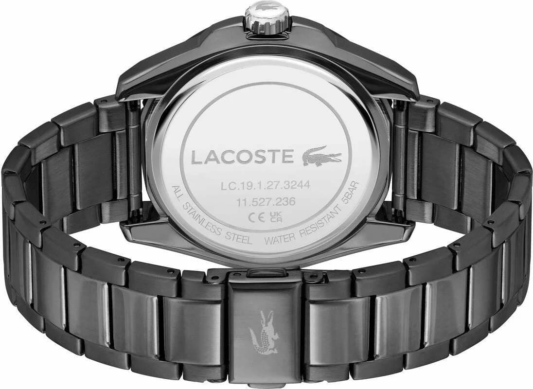 Lacoste 2011288 Grey Steel Bracelet and Black Dial Watch vue 3