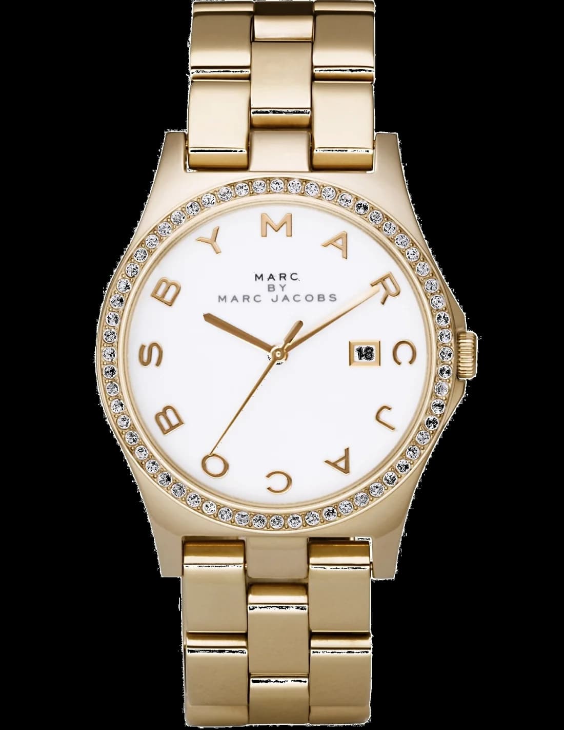 Montre Femme Marc Jacobs Henry MBM3045 en acier doré jaune vue 2