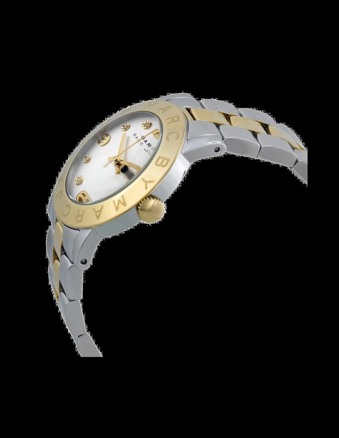 Gros plan sur le cadran argent de la Marc Jacobs MBM3139