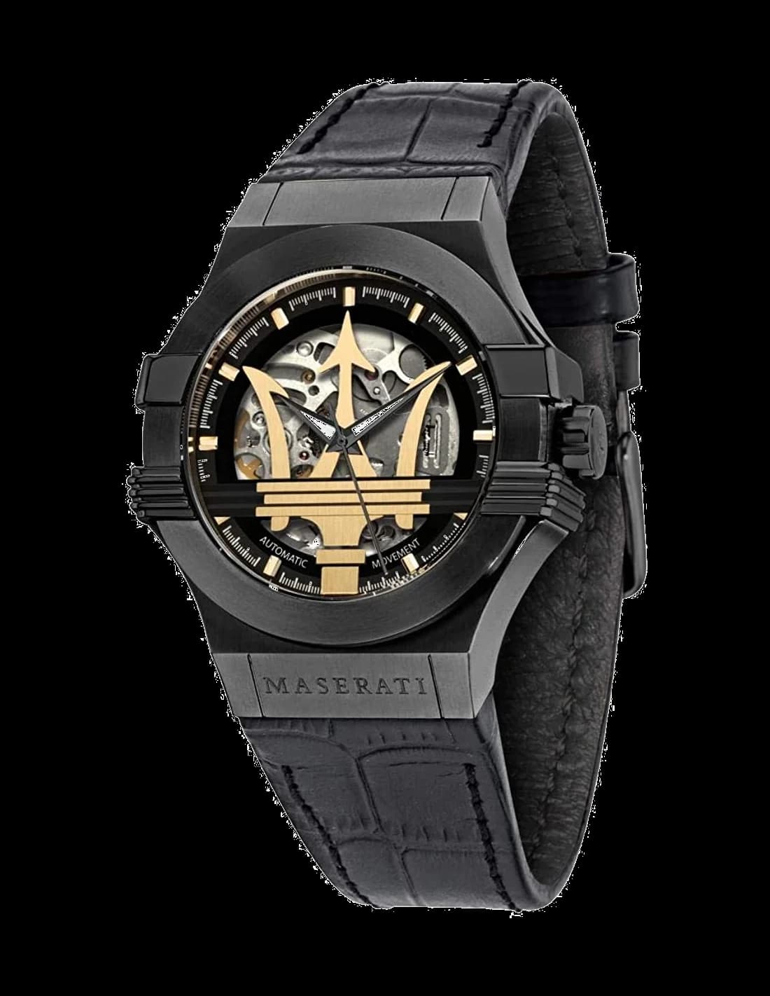 Maserati R8821108027 vue de côté, bracelet cuir