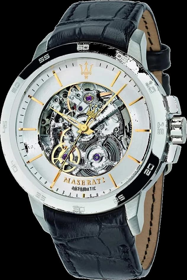 Maserati R8821119002 vue de côté, bracelet cuir
