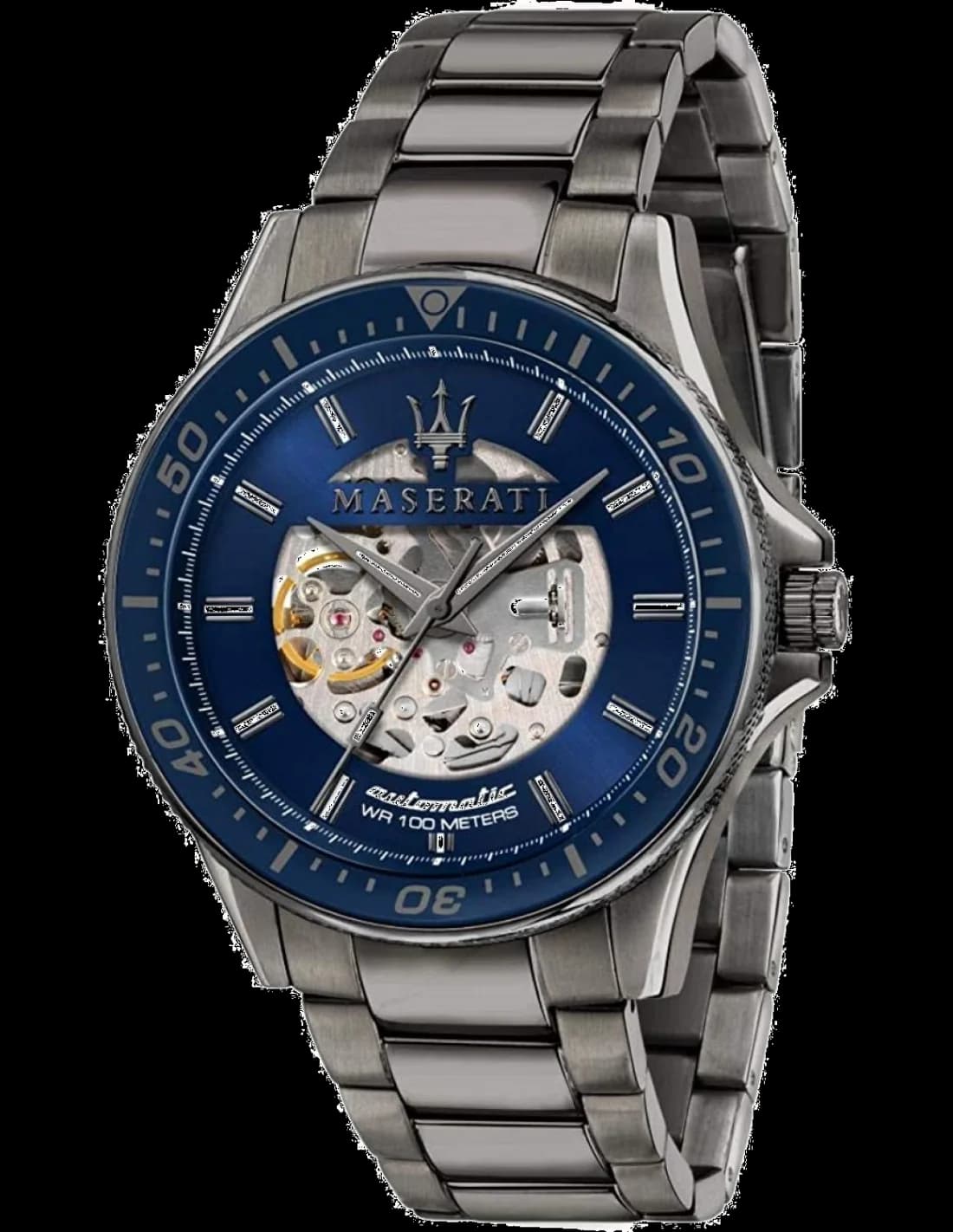 Maserati R8823140001 vue de côté, bracelet acier