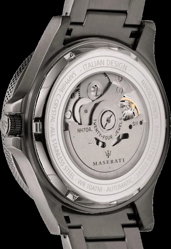 Gros plan sur le cadran bleu de la Maserati R8823140001