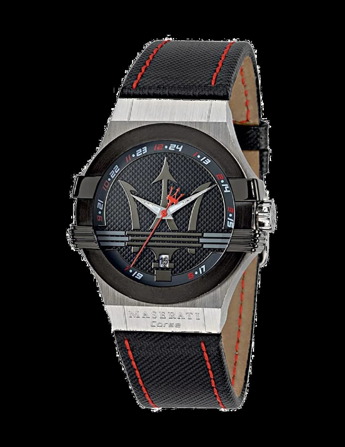 Maserati R8851108001 vue de côté, bracelet cuir