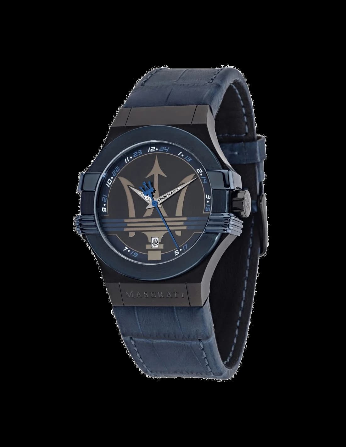 Maserati R8851108007 vue de côté, bracelet cuir