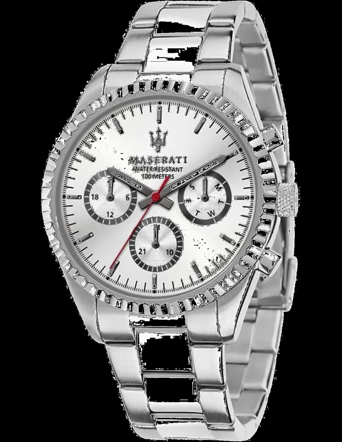 Maserati R8853100018 vue de côté, bracelet acier
