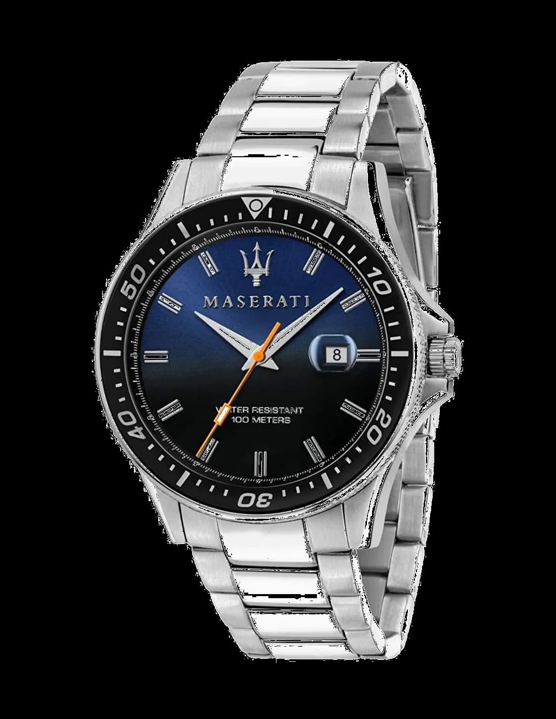 Maserati R8853140001 vue de côté, bracelet acier