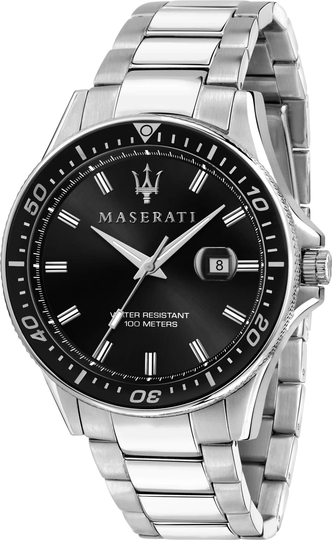Maserati R8853140002 vue de côté, bracelet acier