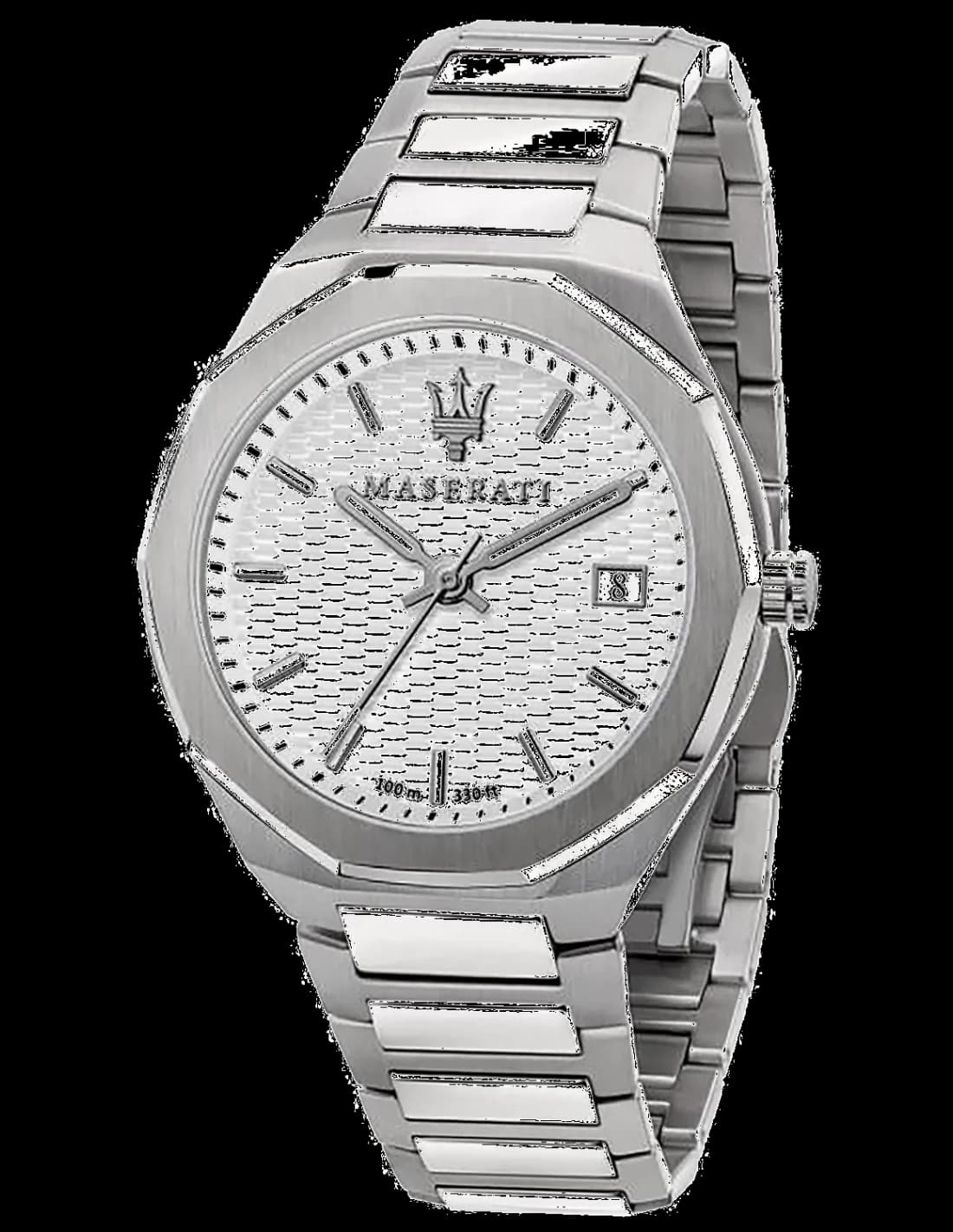 Maserati R8853142005 vue de côté, bracelet acier
