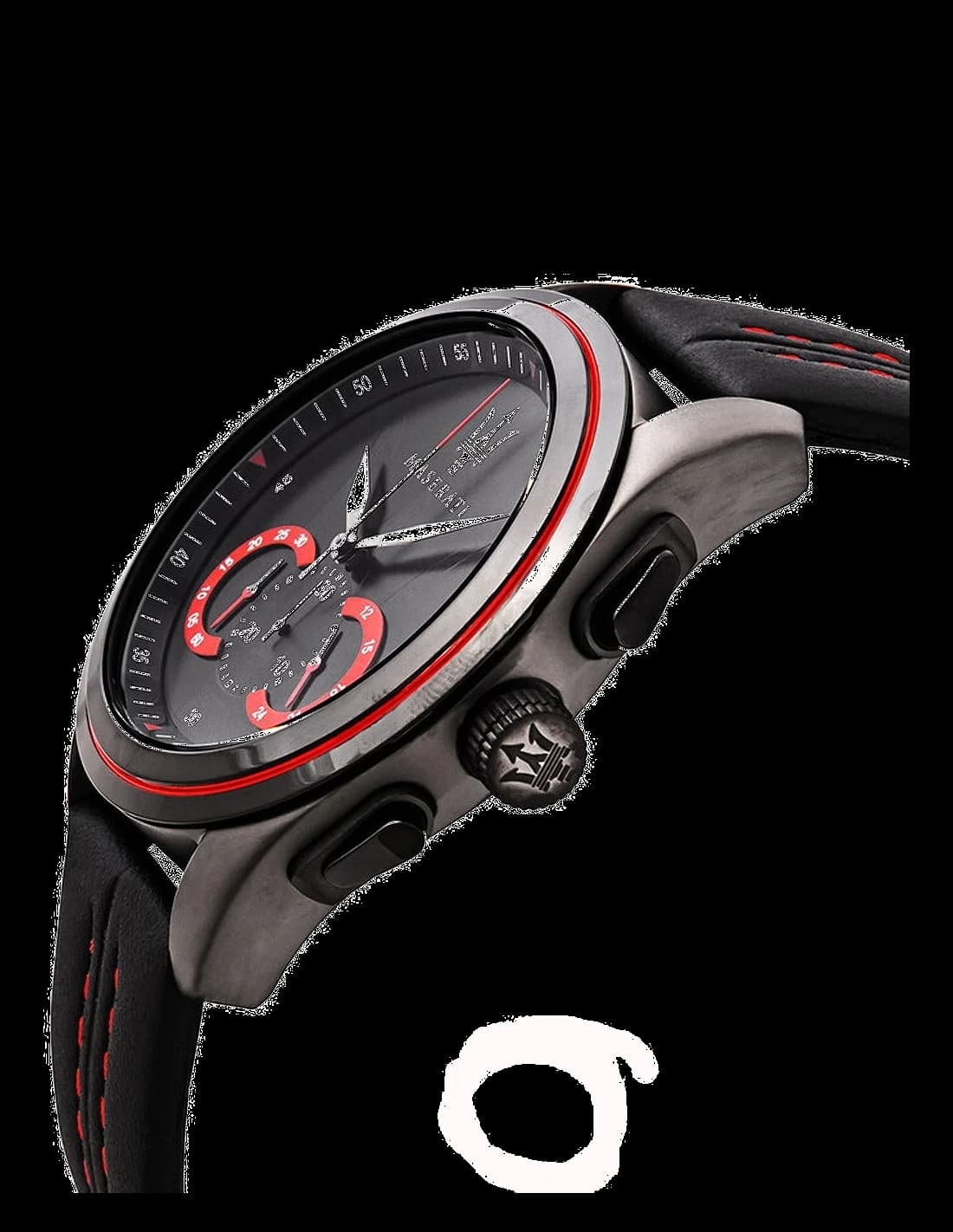Montre Maserati Traguardo R8871612023 bracelet cuir surpiqures rouges vue 3