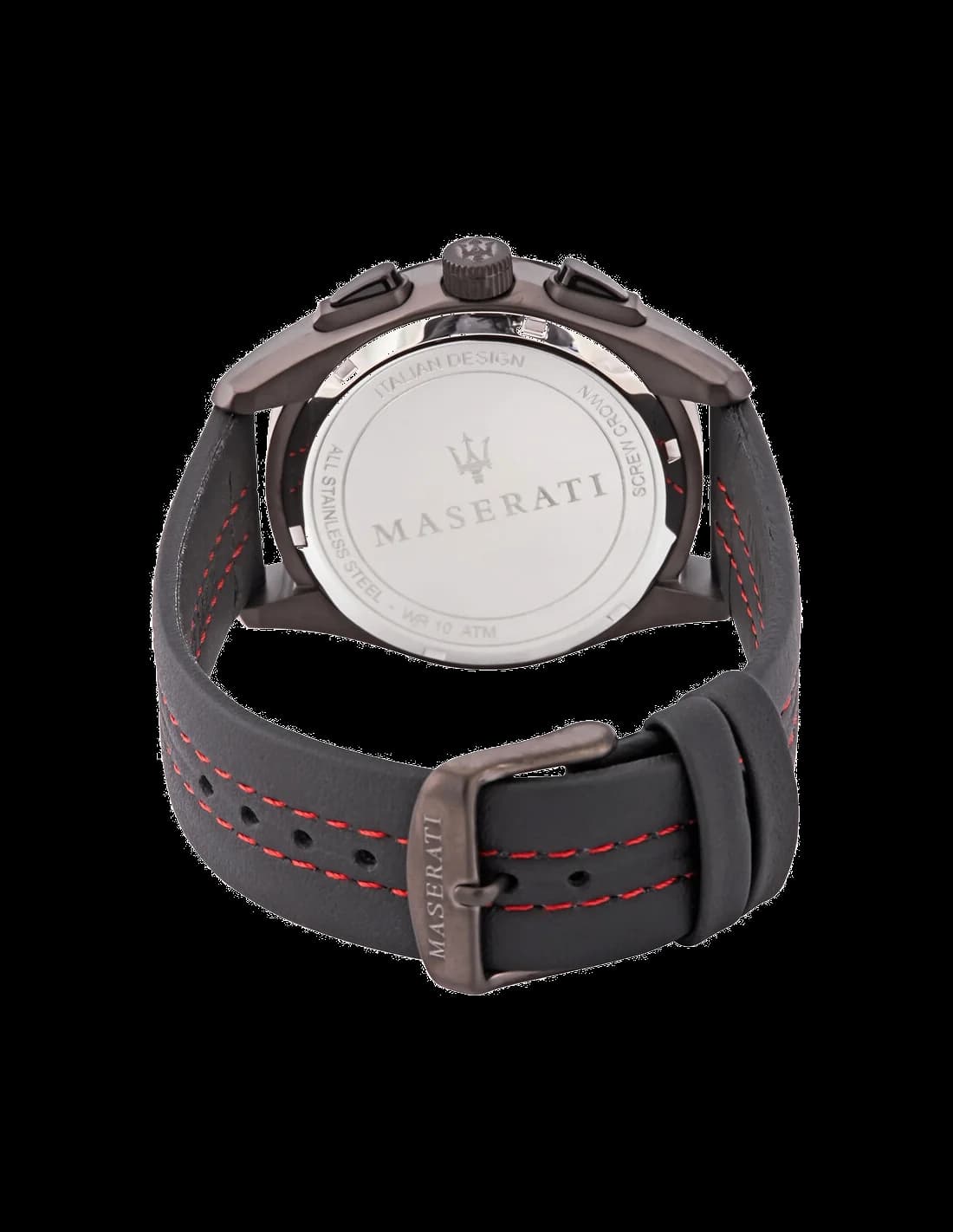 Montre Maserati Traguardo R8871612023 bracelet cuir surpiqures rouges vue 5