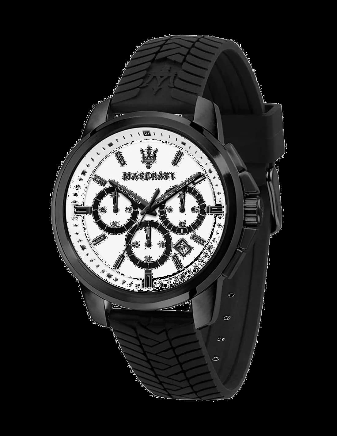 Maserati R8871621010 vue de côté, bracelet silicone