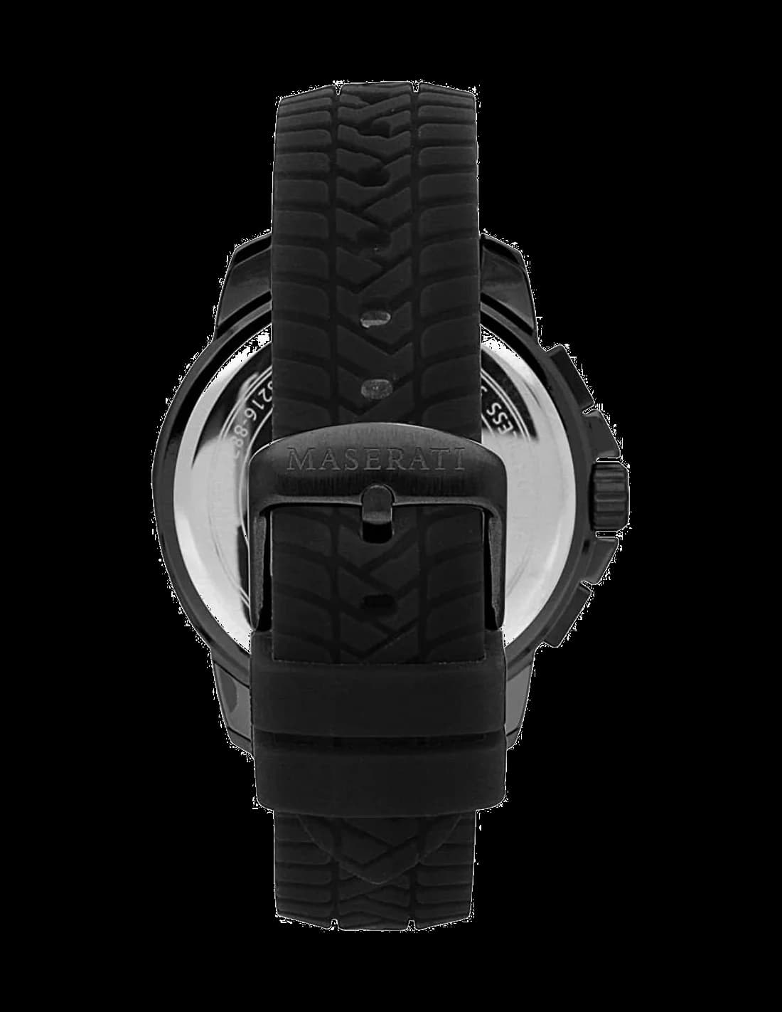 Gros plan sur le cadran blanc de la Maserati R8871621010