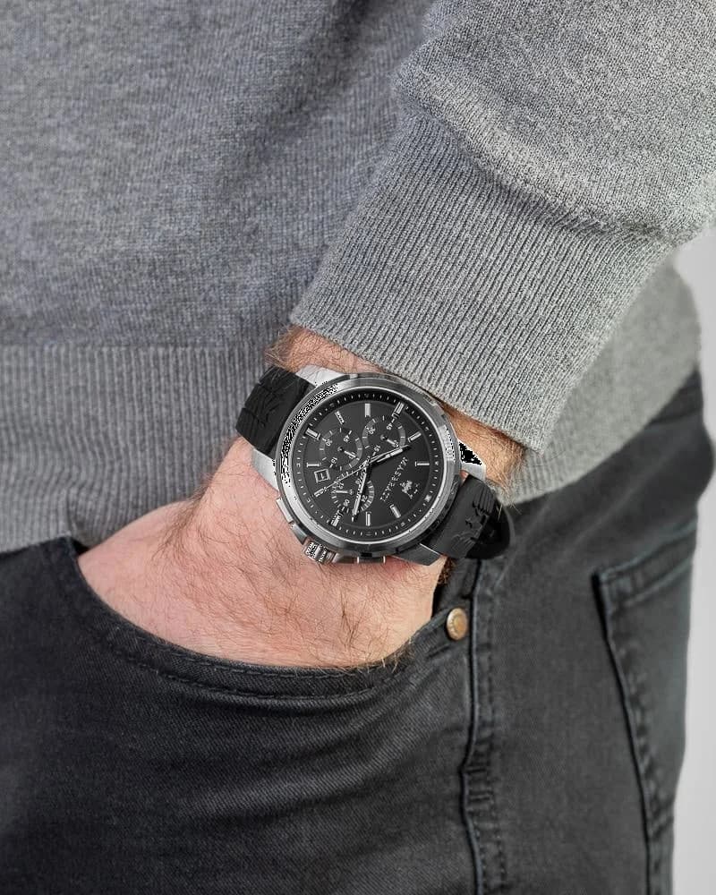 Montre Homme Maserati Successo R8871621014 bracelet en caoutchouc noir vue 6