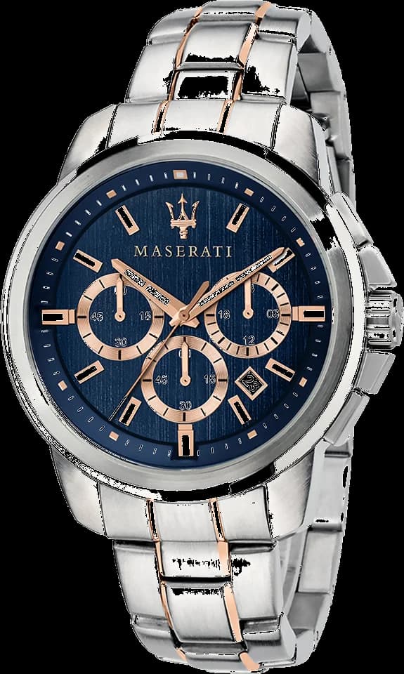 Maserati R8873621008 vue de côté, bracelet acier