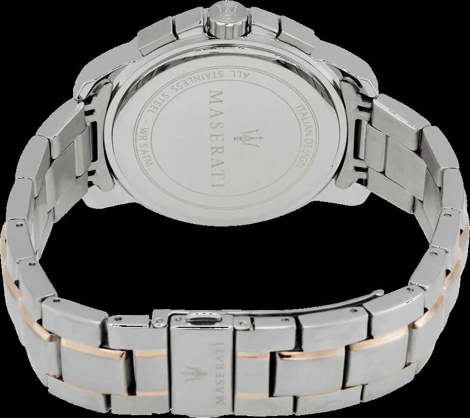 Montre Homme Maserati Successo R8873621008 chronographe cadran bleu bracelet en acier inoxydable bicolore vue 4