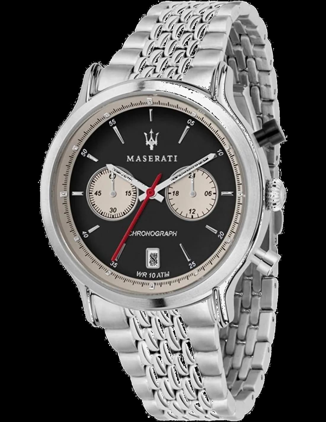 Maserati R8873638001 vue de côté, bracelet acier