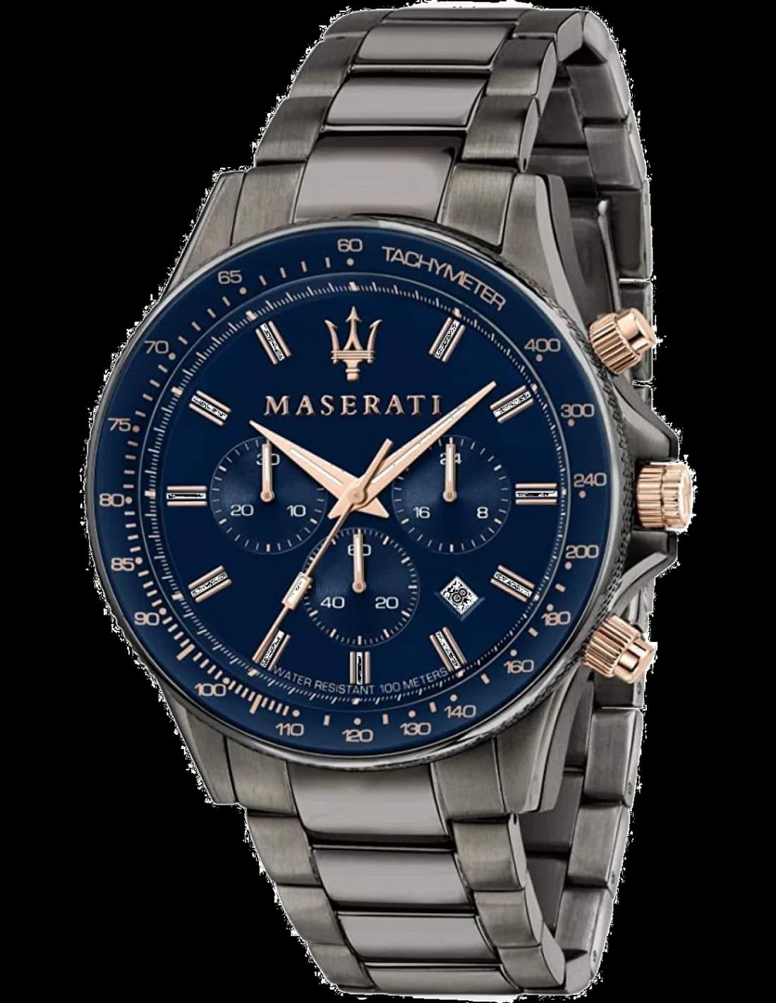 Maserati R8873640001 vue de côté, bracelet acier