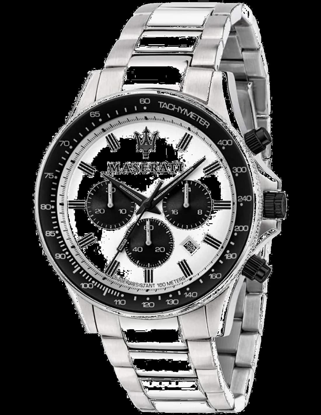 Maserati R8873640003 vue de côté, bracelet acier
