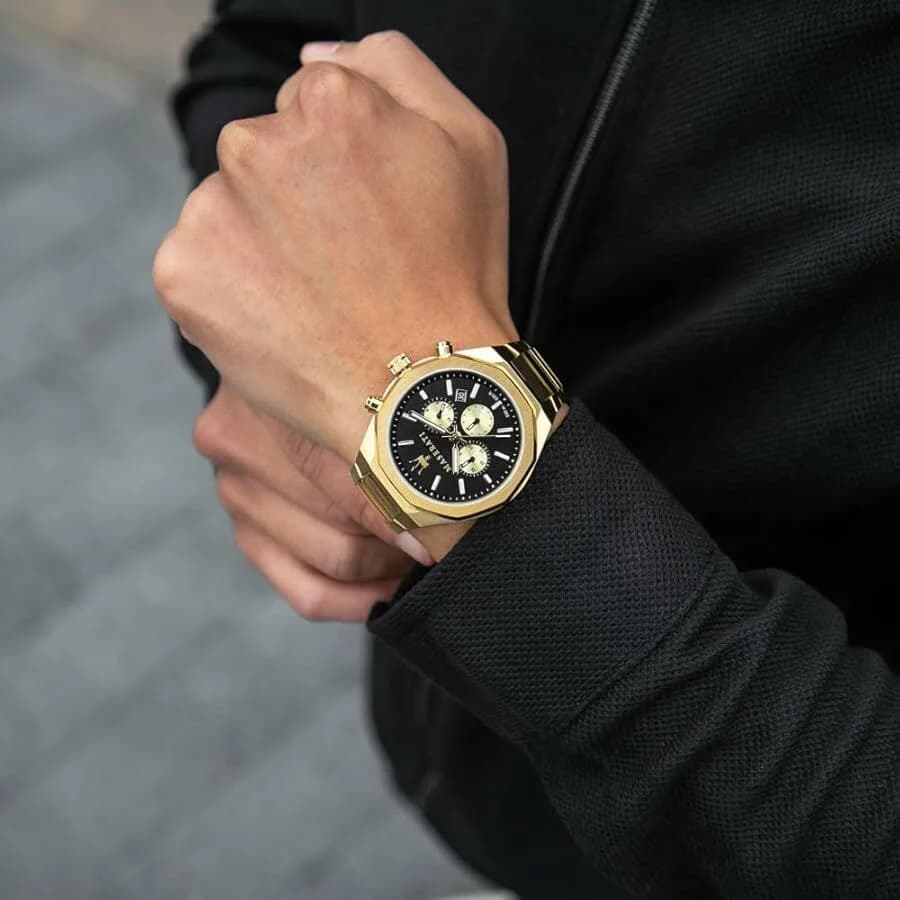 Maserati Stile R8873642001 Yellow Gold Steel Men's Watch vue 6