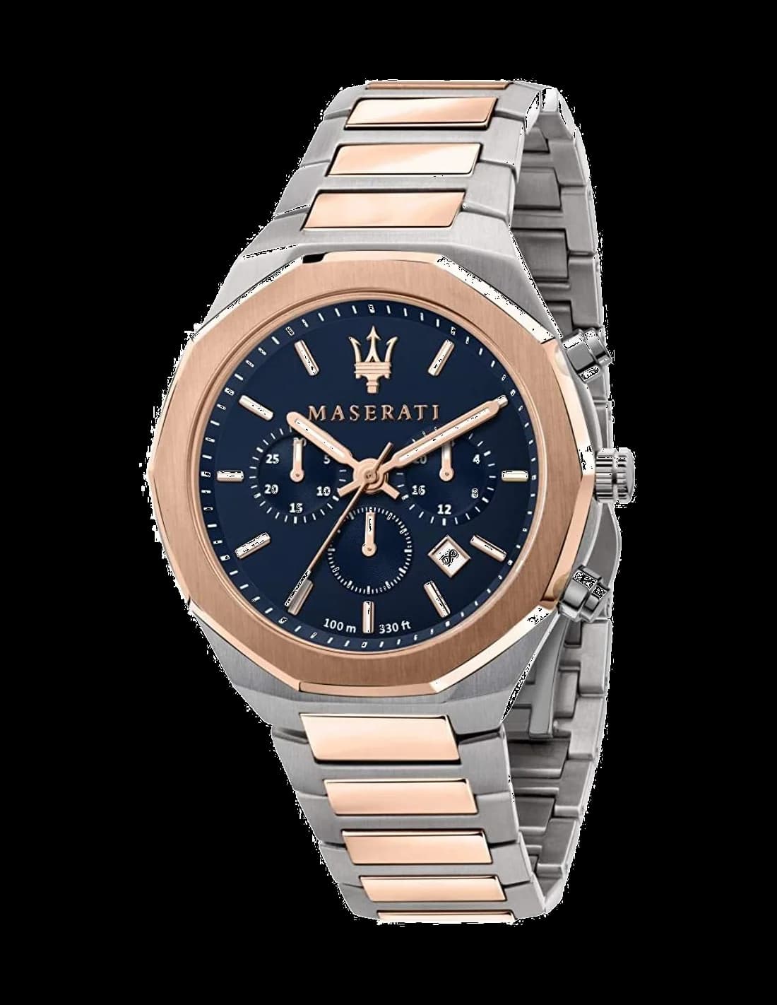 Maserati R8873642002 vue de côté, bracelet acier