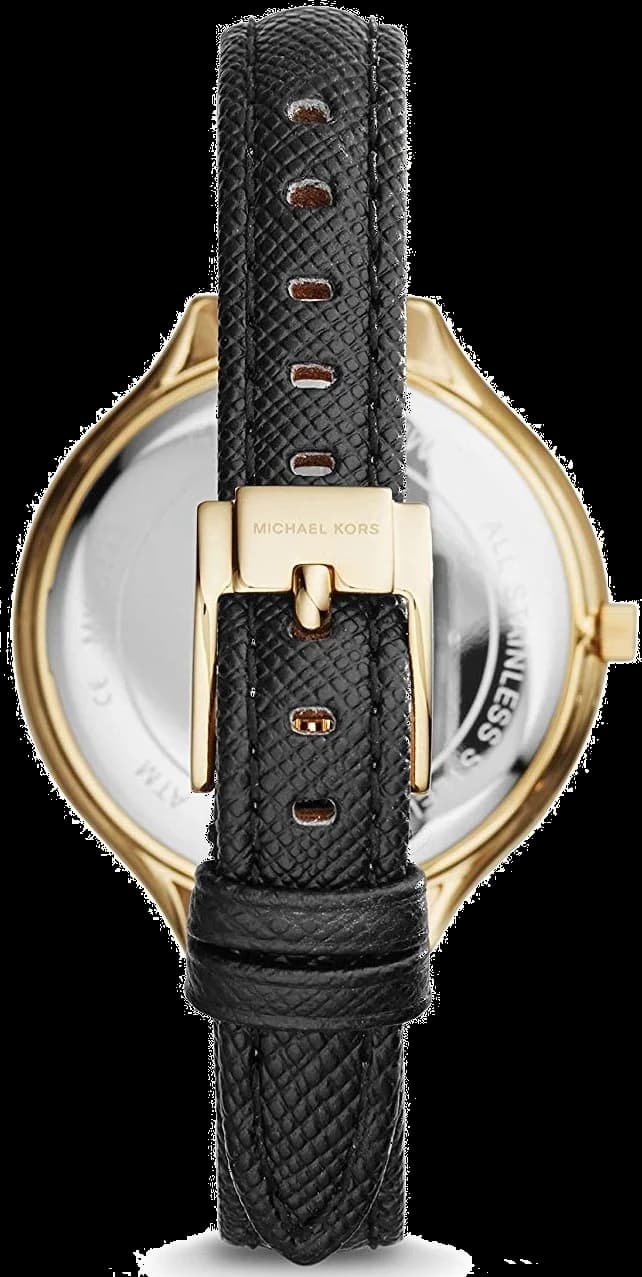 Montre Michael Kors MK2392 Cadran Or et Bracelet Cuir Noir vue 4