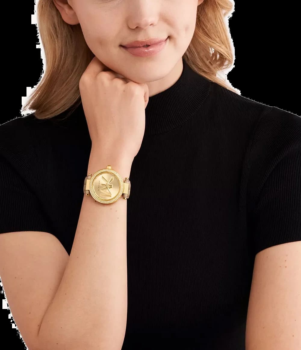 Montre Michael Kors Parker MK4725 en cuir structuré beige vue 4