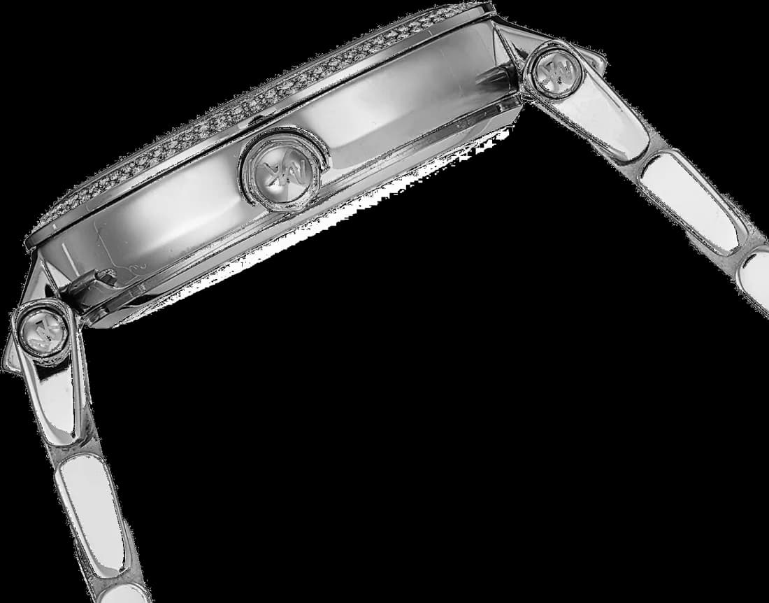 Gros plan sur le cadran argent de la Michael Kors MK6483