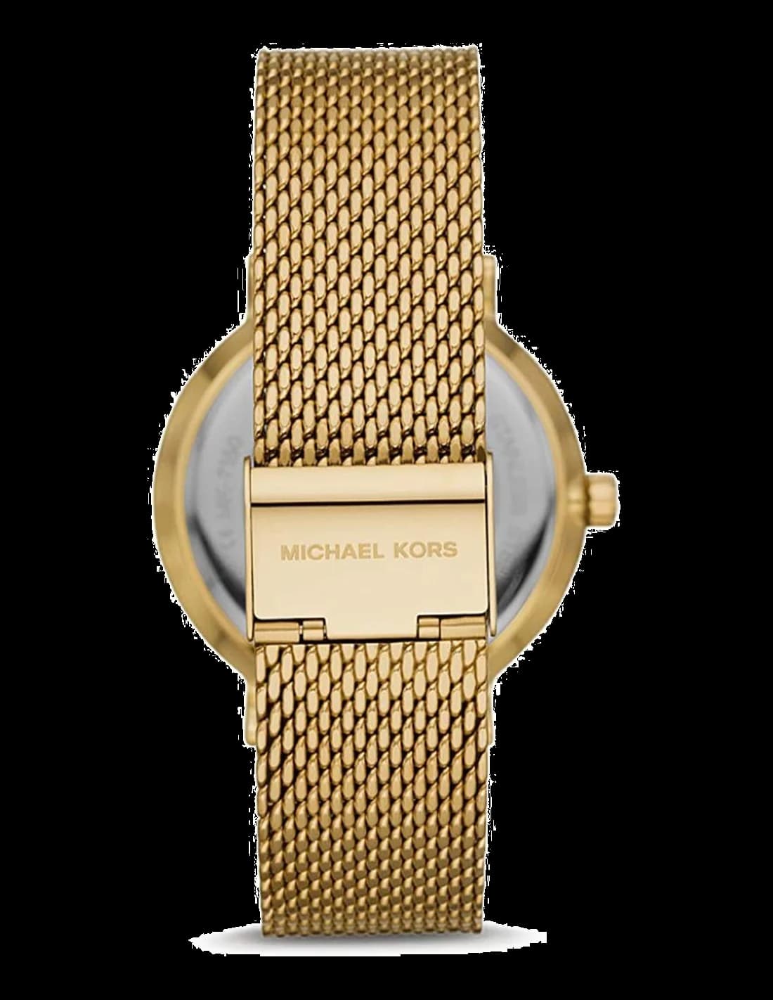 Gros plan sur le cadran blanc de la Michael Kors MK7150