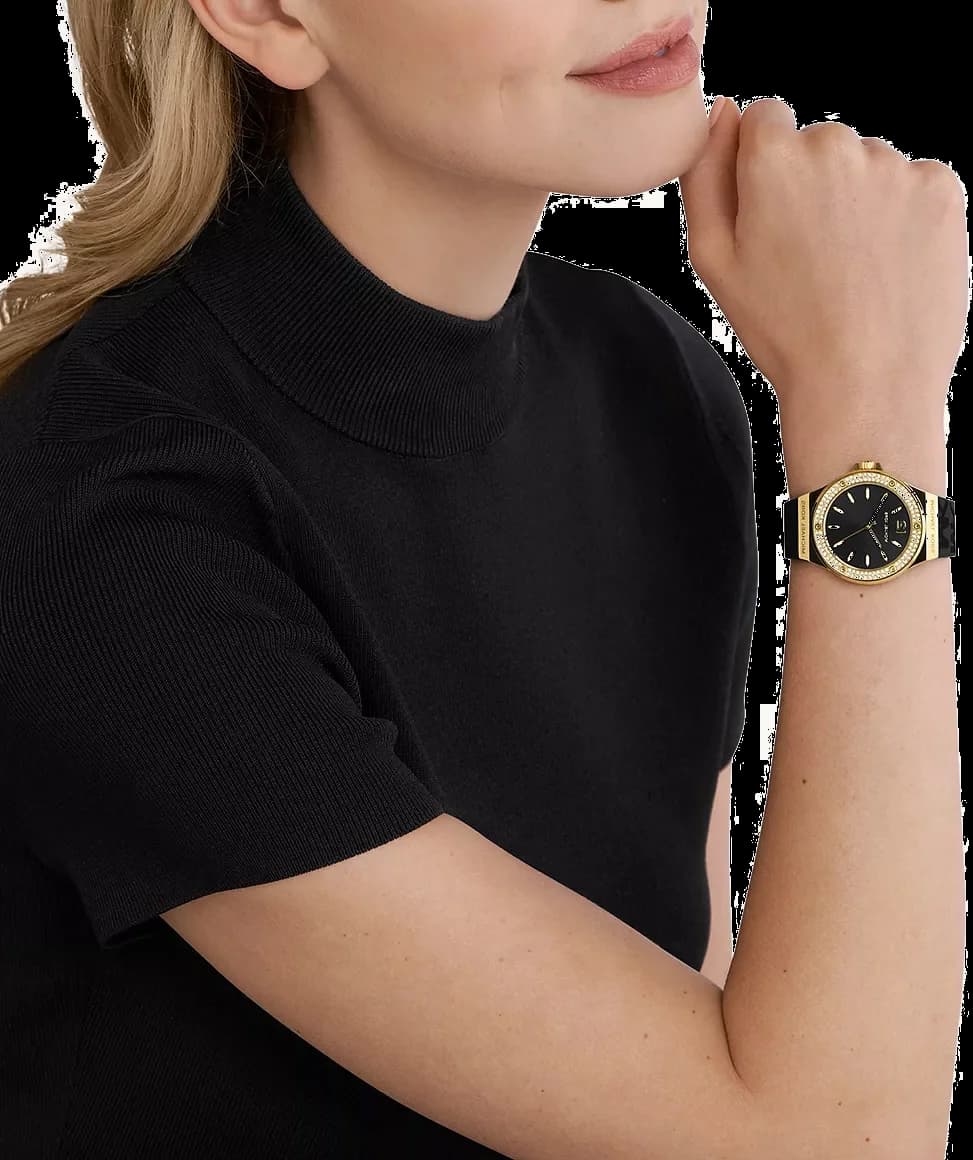 Michael Kors Mini-Lennox MK7281 Black Dial Black Silicone Strap Watch vue 5