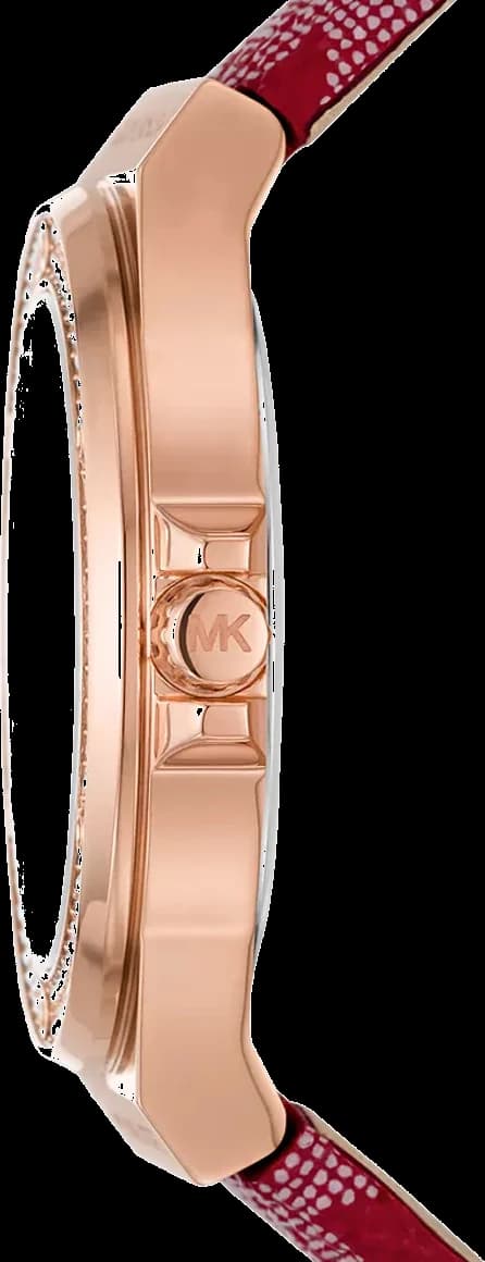 Montre Michael Kors Lennox MK7308 cadran blanc bracelet cuir rouge vue 5