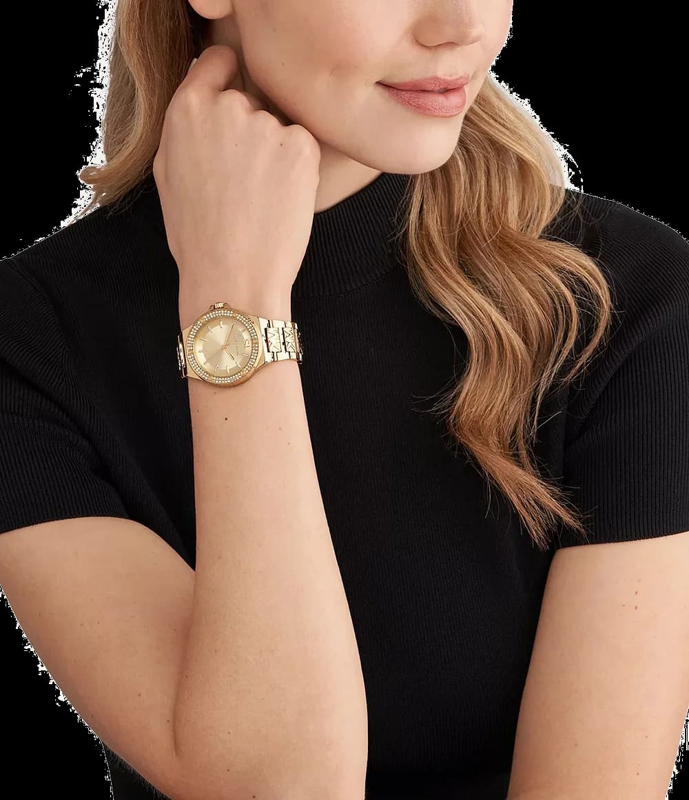 Montre femme Michael Kors Lennox MK7339 bracelet en acier inoxydable gravé MK vue 5