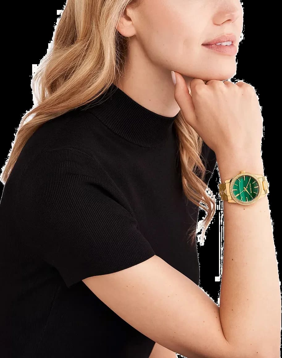 Michael Kors Runway MK7390 Green Crystal-Embellished Dial Watch vue 5