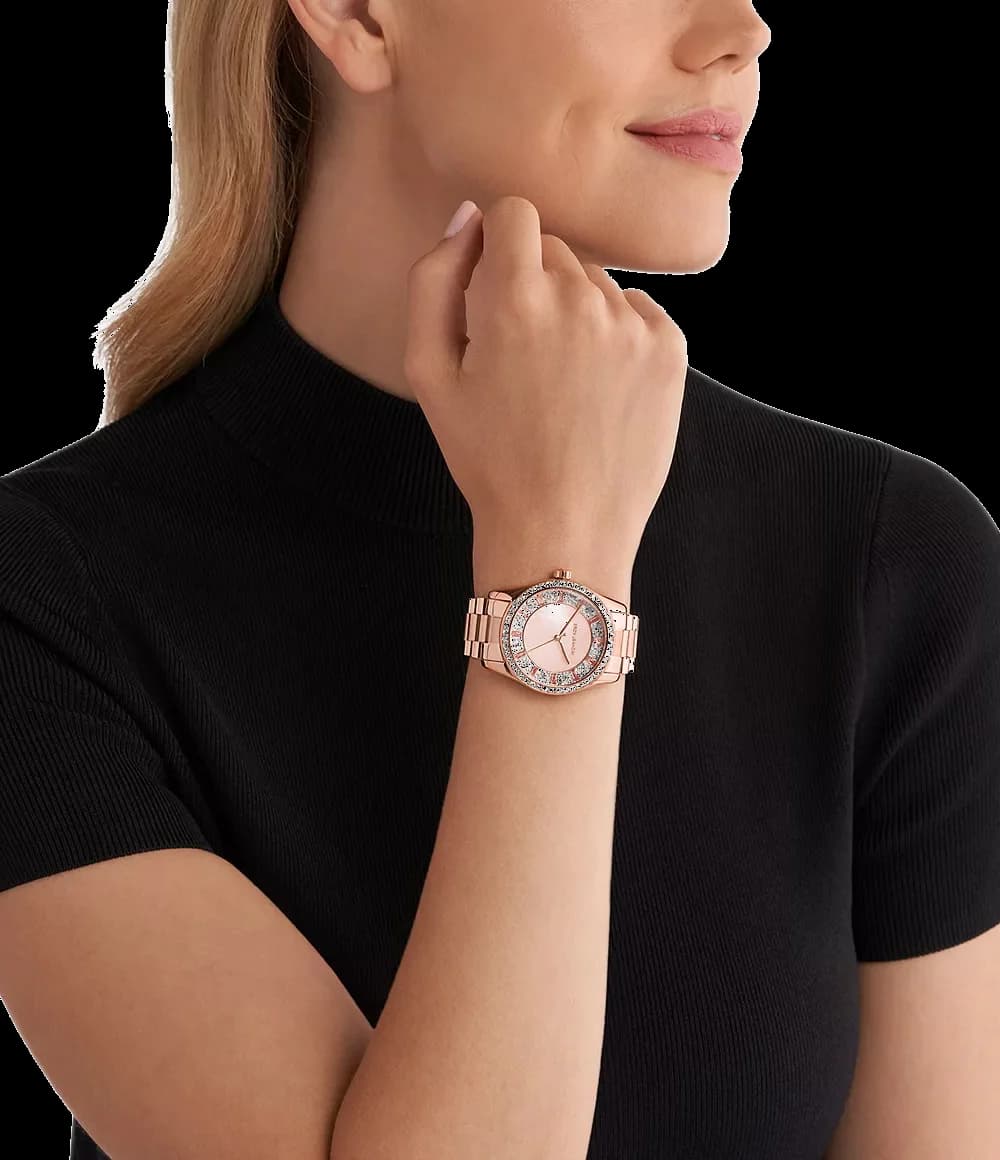 Montre Michael Kors Lexington MK7444 cadran pavé de cristaux en acier or rose vue 5