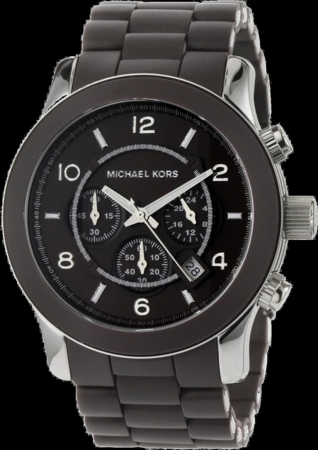 Michael Kors MK8129 Brown and Silver Silicone Chronograph Sport Watch vue 2