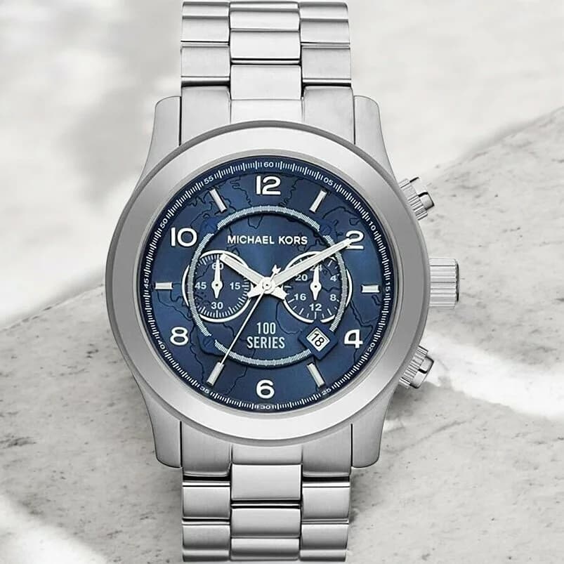 Montre Michael Kors MK8314 Boîtier 45 mm en Acier Inoxydable et Cadran Bleu Marine vue 5