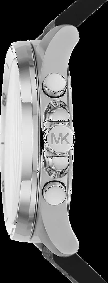 Montre chronographe Michael Kors Brecken MK8850 de couleur noire bande en toile à signature imprimée vue 5
