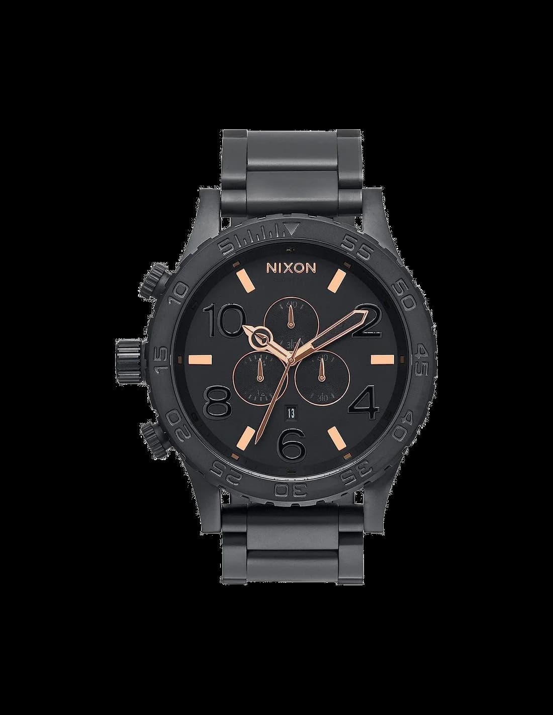 Nixon A083-957 vue de côté, bracelet acier