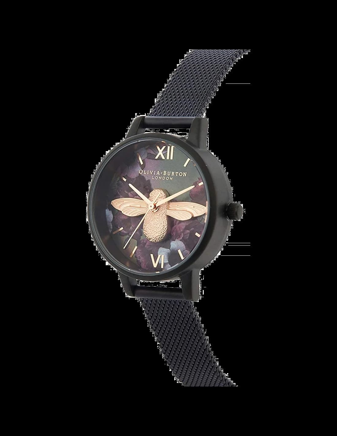 Montre Olivia Burton OB16AD39 maille milanaise Noire et Or Rose vue 3
