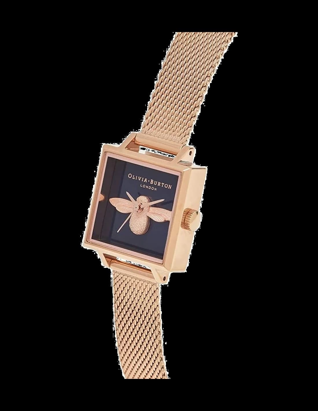 Gros plan sur le cadran noir de la Olivia Burton OB16AM96