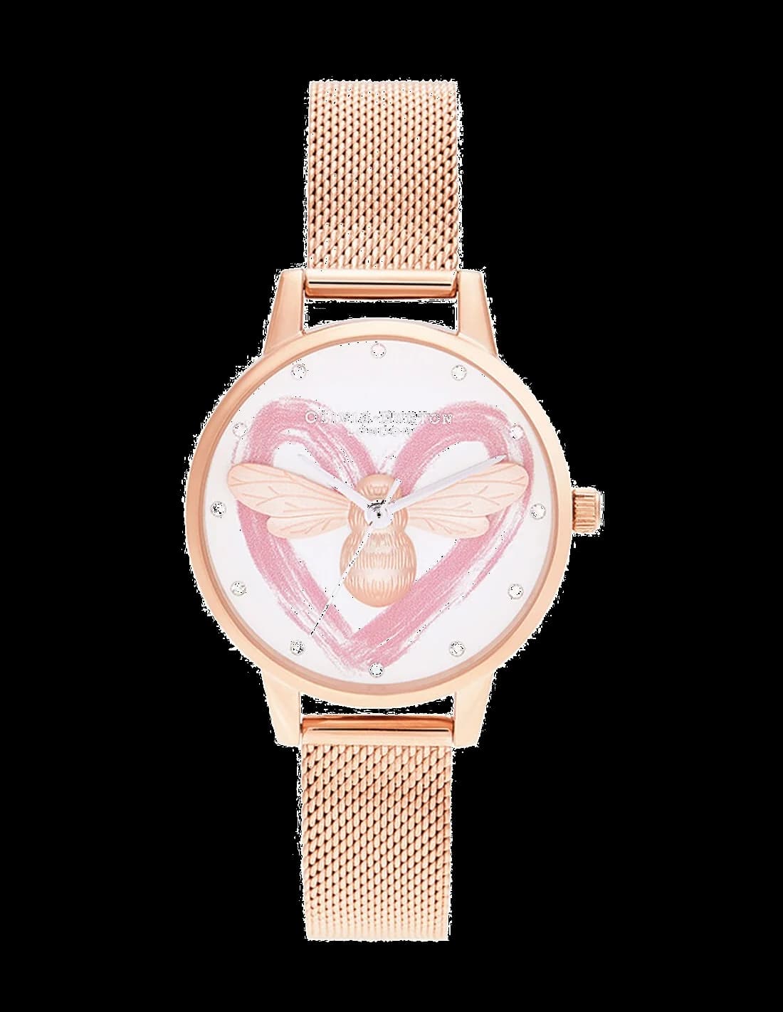 Olivia Burton OB16FB01 vue de côté, bracelet acier