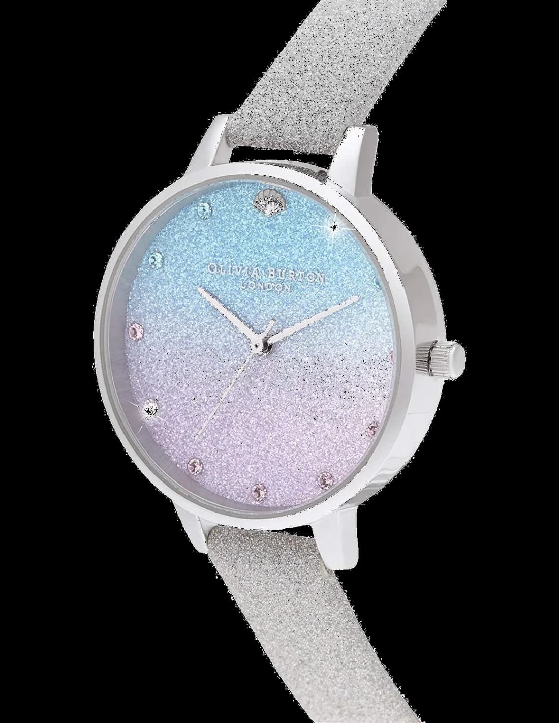 Gros plan sur le cadran multicolore de la Olivia Burton OB16US49