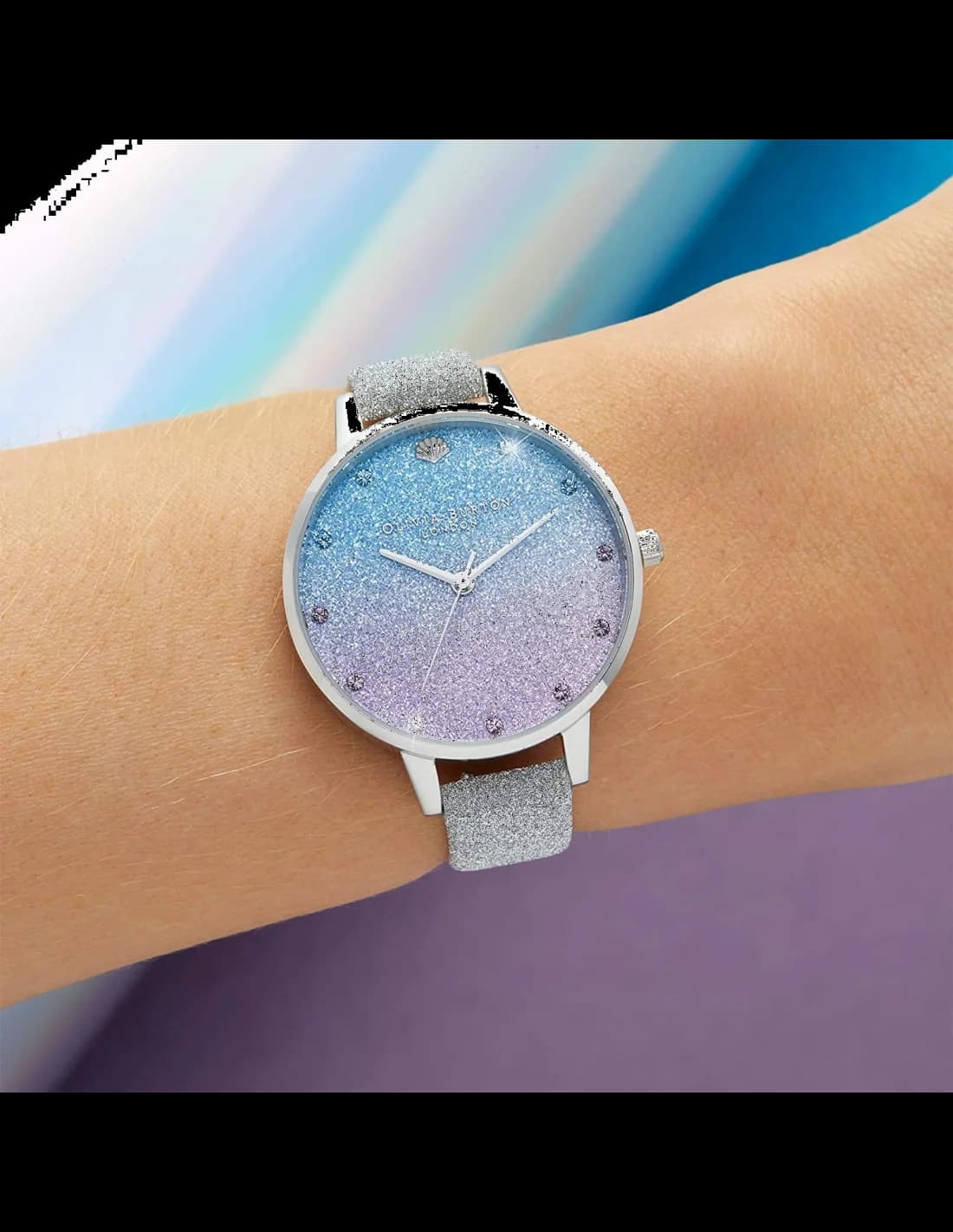 Montre Olivia Burton OB16US49 Cadran Pailleté et Bracelet Cuir Gris vue 5