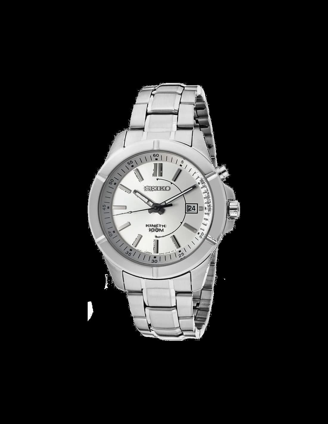Seiko SKA535 vue de côté, bracelet acier