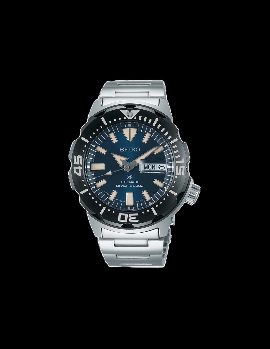 Seiko SRPD25K1 vue de côté, bracelet acier